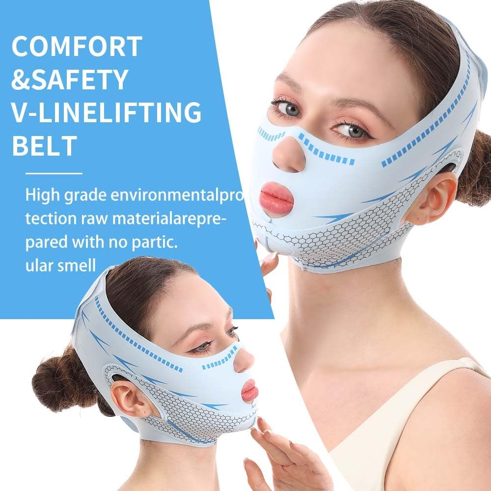 ECOMUSE Face Lift Tape,Chin Strap for Sleeping,V Line Lifting Mask Face Slimming Strap, Facial Lifting Mask,Jaw Strap for Sleeping,Double Chin and Sagging Shape and Tighten Face image number 4