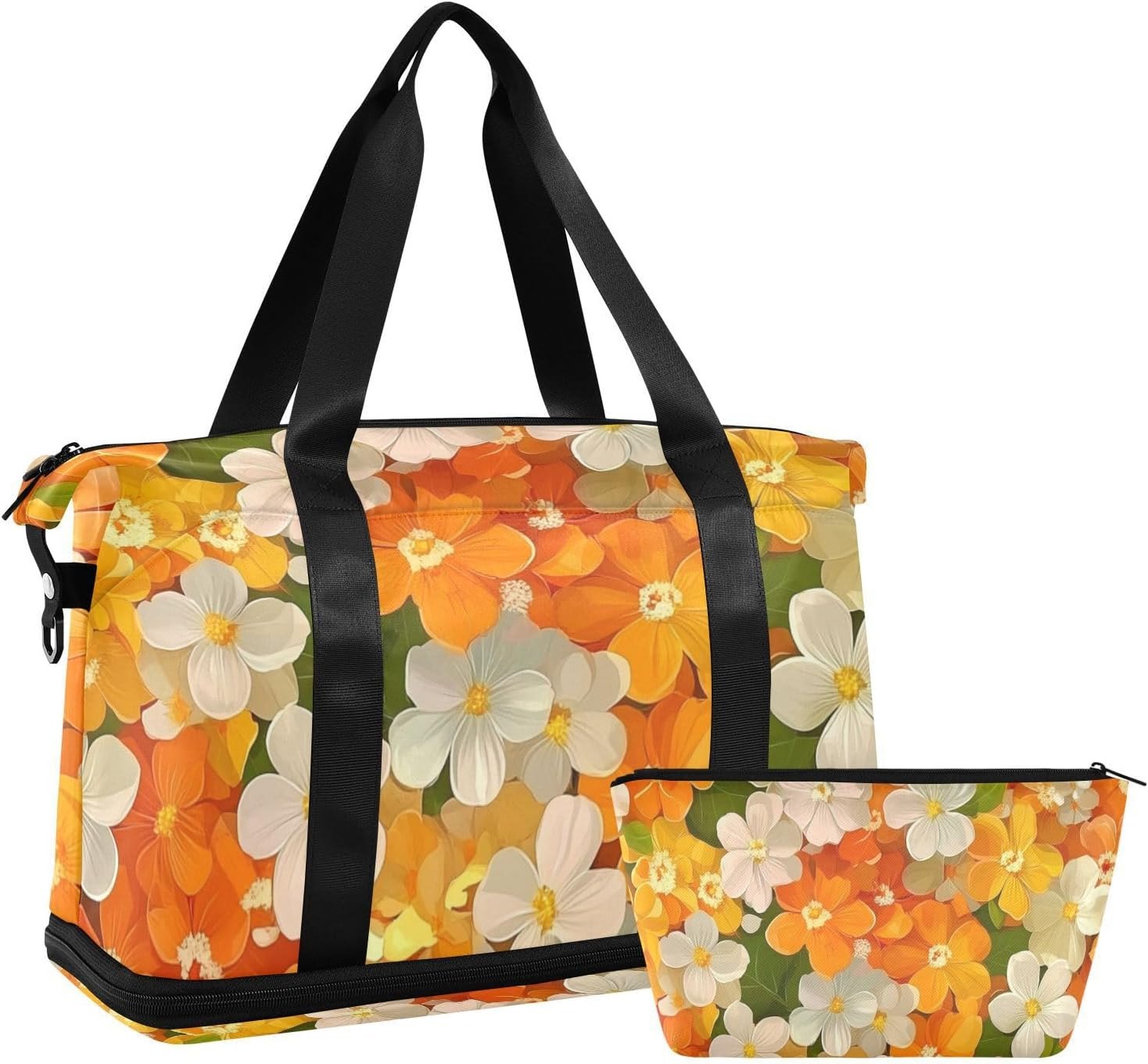 Beauty Spring Flowers Syringa Travel Bag Travel Weekender Gear Bag with Toiletry Bag for Airplane Traveling Foldable, Beauty Spring Flowers Syringa, 1 Size image number 5