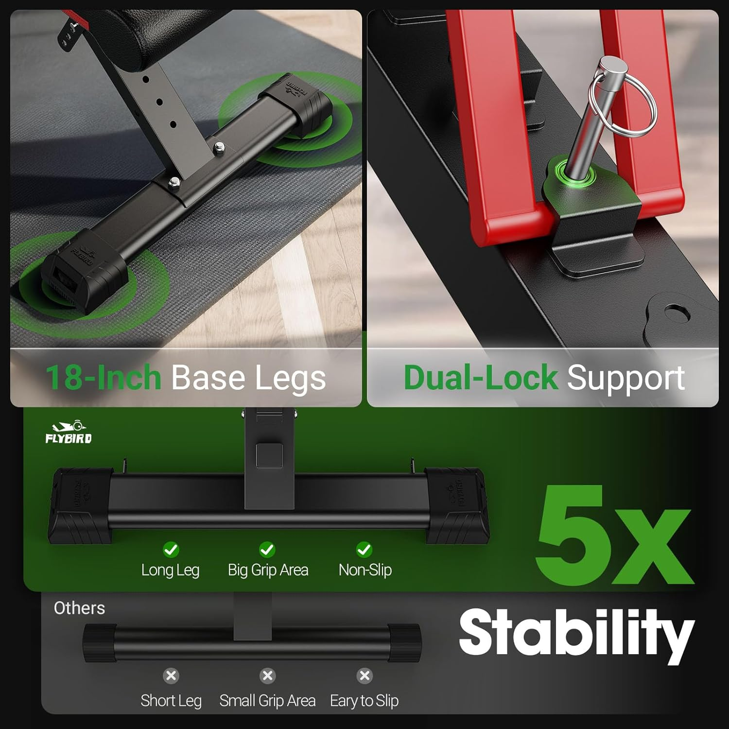 FLYBIRD Adjustable Weight Bench with Headrest, Foldable Workout Bench for Home Gym, Fit Users up to 6'5'', 750LBS Weight Capacity Exercise Bench -FBHR24 image number 6