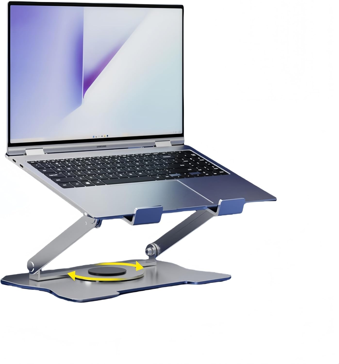 Adjustable Laptop Stand for Desk with 360 Base, Ergonomic Laptop Riser, Mount, Holder Notebook Computer Stand for Macbook Air Pro, HP, Dell, XPS, HP 16" Laptops (Black, Big Size)