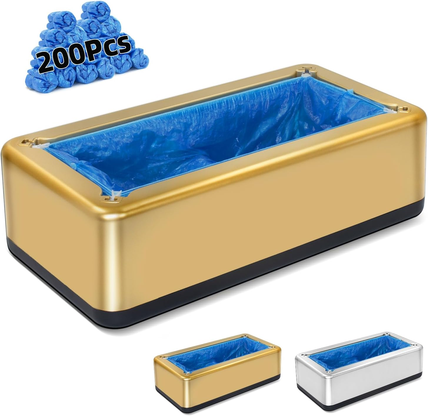 Blemoacha Automatic Shoe Covers Dispenser,200 Pcs Shoe Cover Indoors Disposable,Booties for Portable Machine Fits One Size,Shoe Cover Protect Floor for House Office Hospital Factory (Silver)