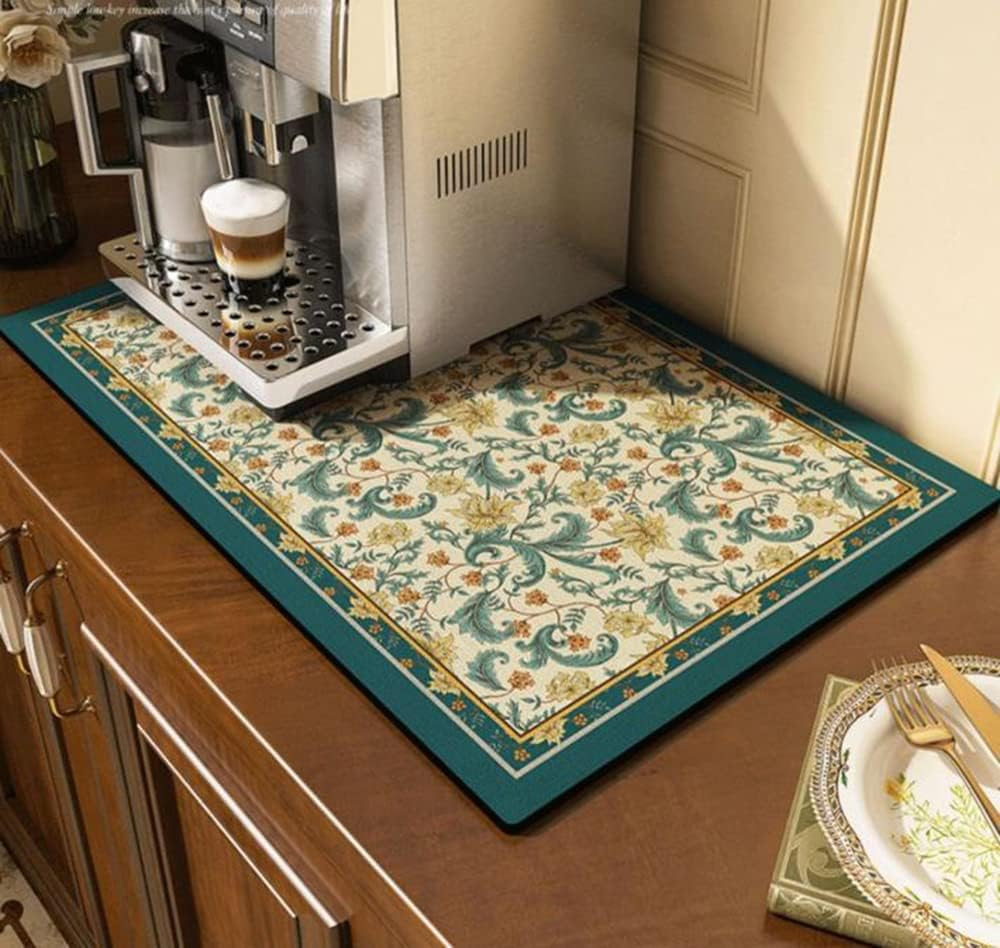 Cute Coffee Maker Mat for Countertops, Coffee Bar Accessories, Colorful Dish Drying Mat for Kitchen Counter, Absorbent Quick Drying Mat, 12 X16 Inch Countertop Protection Drying Pat (F) image number 4
