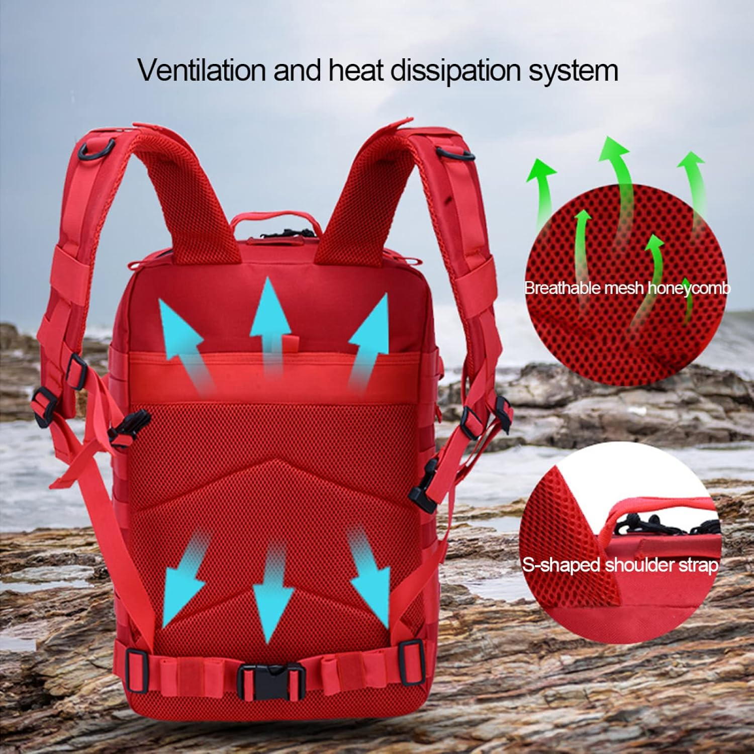 Camping Hiking Backpacks 45L,Tactical Backpack Large 3 Days Tactical Backpack Heavy Duty Backpack Molle Army Assault Pack for Hunting Trekking Camping Other Outdoor Activities,Purple - Acu image number 6