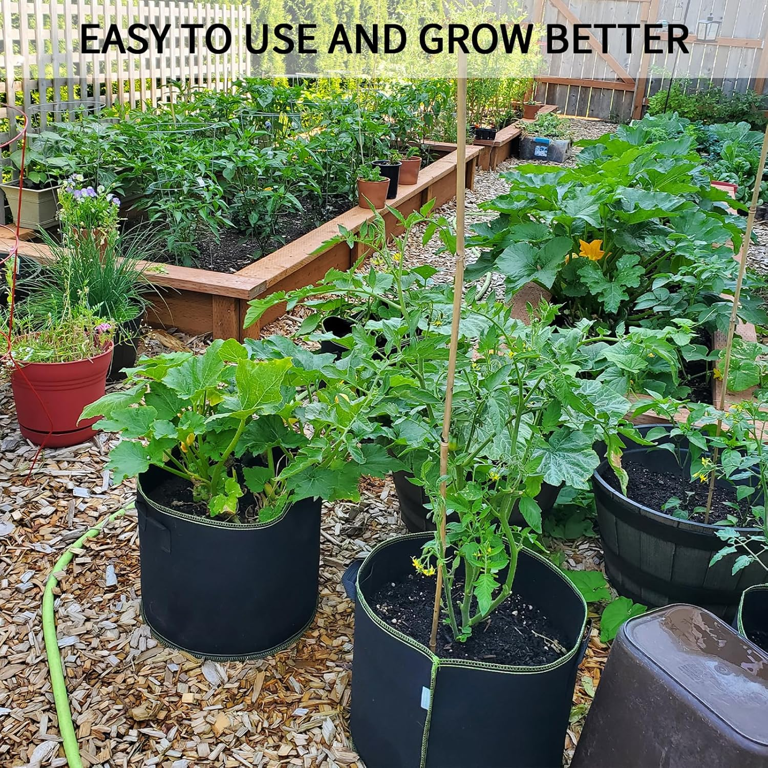 5-Pack Plant Grow Bags, Heavy Duty Nonwoven Aeration Fabric Pots, Reusable Garden Planter Pots for Vegetables, Flowers, Plants (15 Gallon) image number 1