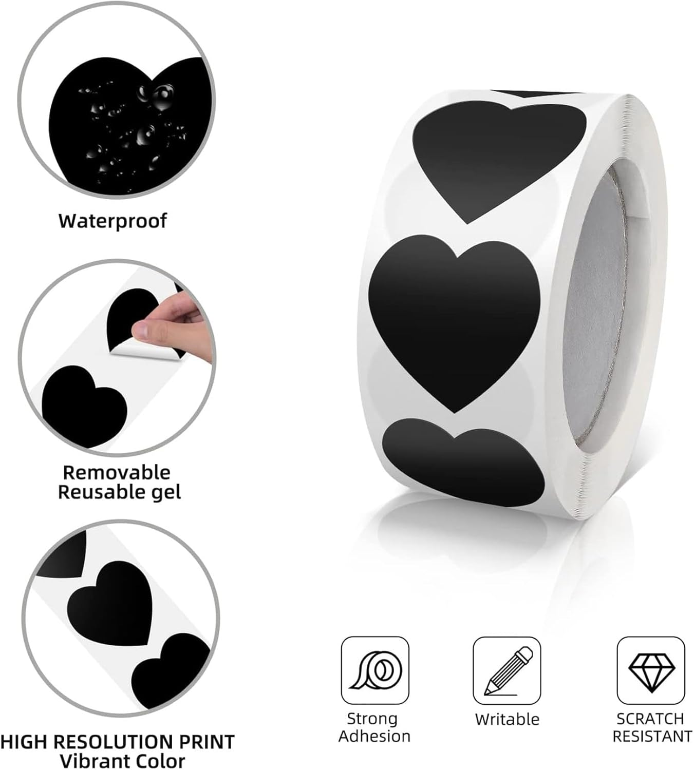 Black Heart Shaped Stickers, 1 Inch Cute Decorative Love Labels for Valentine&rsquo;S Day, Envelopes, Award Charts, Crafting, Scrapbooking, 500 Labels per Roll - Green image number 7