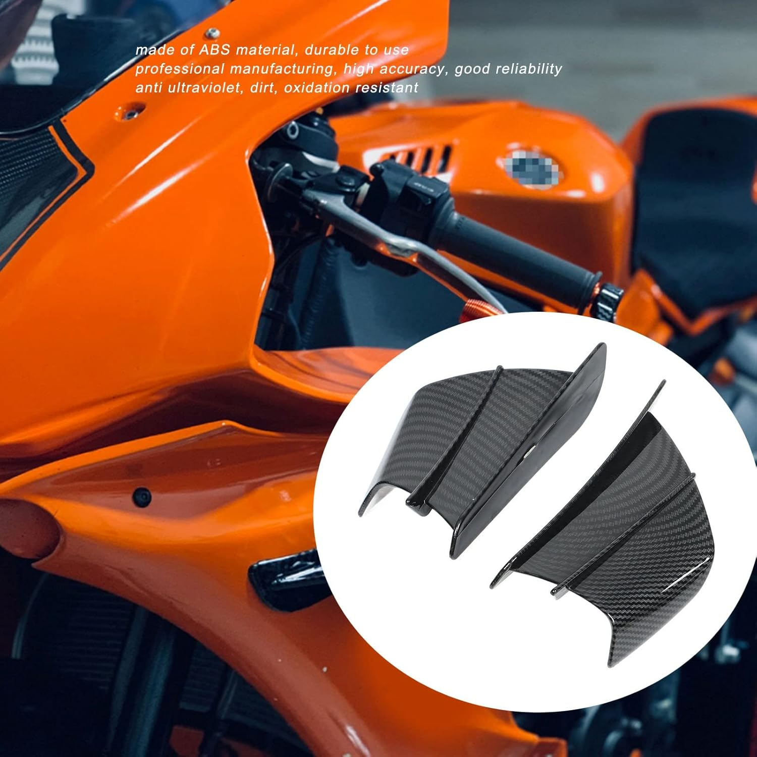 Motorcycle Winglet, Carbon ABS Fiber Fairing Motorcycle Wing, Aerodynamic Winglet Dynamic Spoiler, Universal Modification Accessory, Motorcycle Wing Spoiler image number 1