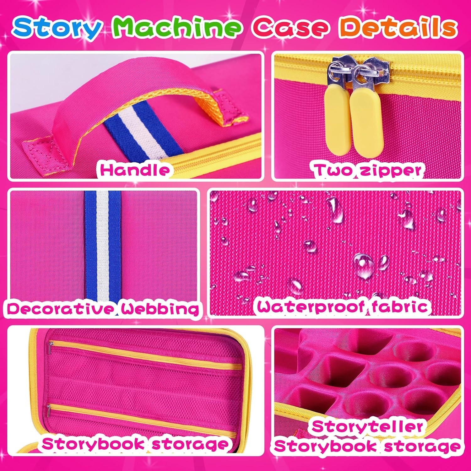 Hard Shell Case for Little Tikes Story Dream Machine Books Starter Set, Many Story Collection, Storytime/Little Golden Book Toys Storage Travel Bag (Pink, Large)