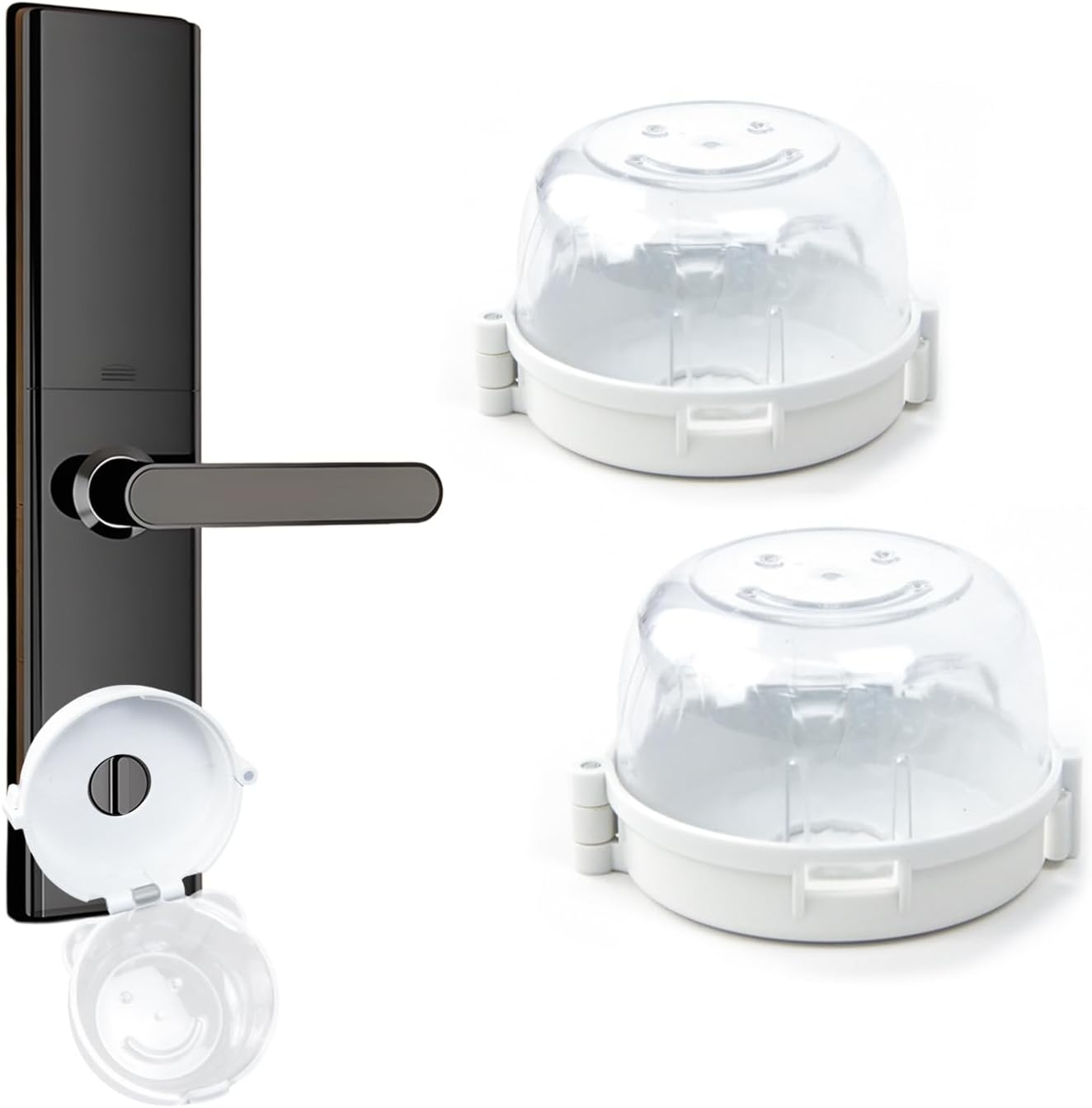 2 Pack Deadbolt Child Safety Lock Cover - Child Proof Deadbolt Cover & Door Knob Protector, Deadbolt Lock Cover for Kids, Prevents Accidental Locking (Fits Standard Locks) (Transparent)