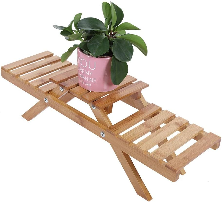 Ladder 2 Tier Plant Stand Indoor, Bamboo Plant Shelf for Multiple Plants, Small Flower Stand for Window Garden Balcony Home Decor Living Room Bedroom image number 4