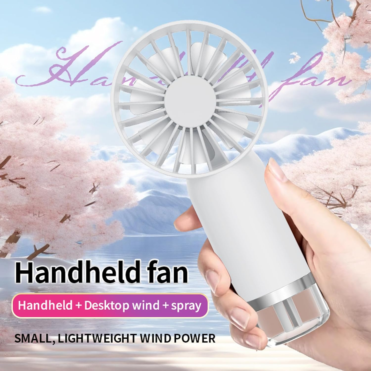 Misting Fan Portable, Handheld Personal Mister Fan, Small Fan Rechargeable, Mini Spray Water Mist Fan, Kids Women Portable Fan for Travel, Outdoors, Hiking, Camping Home Office (White) image number 5