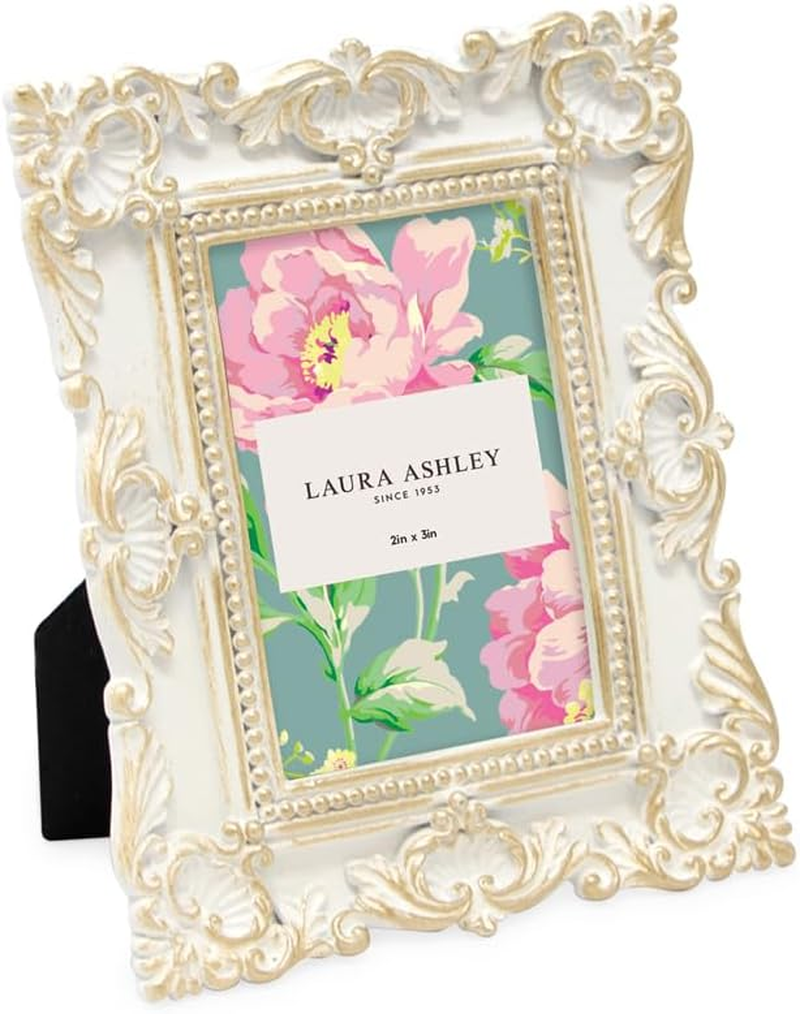 Laura Ashley 2X3 Black Ornate Textured Hand-Crafted Resin Picture Frame with Easel, for Tabletop & Wall Display, Decorative Floral Design Home D&eacute;cor, Photo Gallery, Art & More (2X3, Black) image number 4