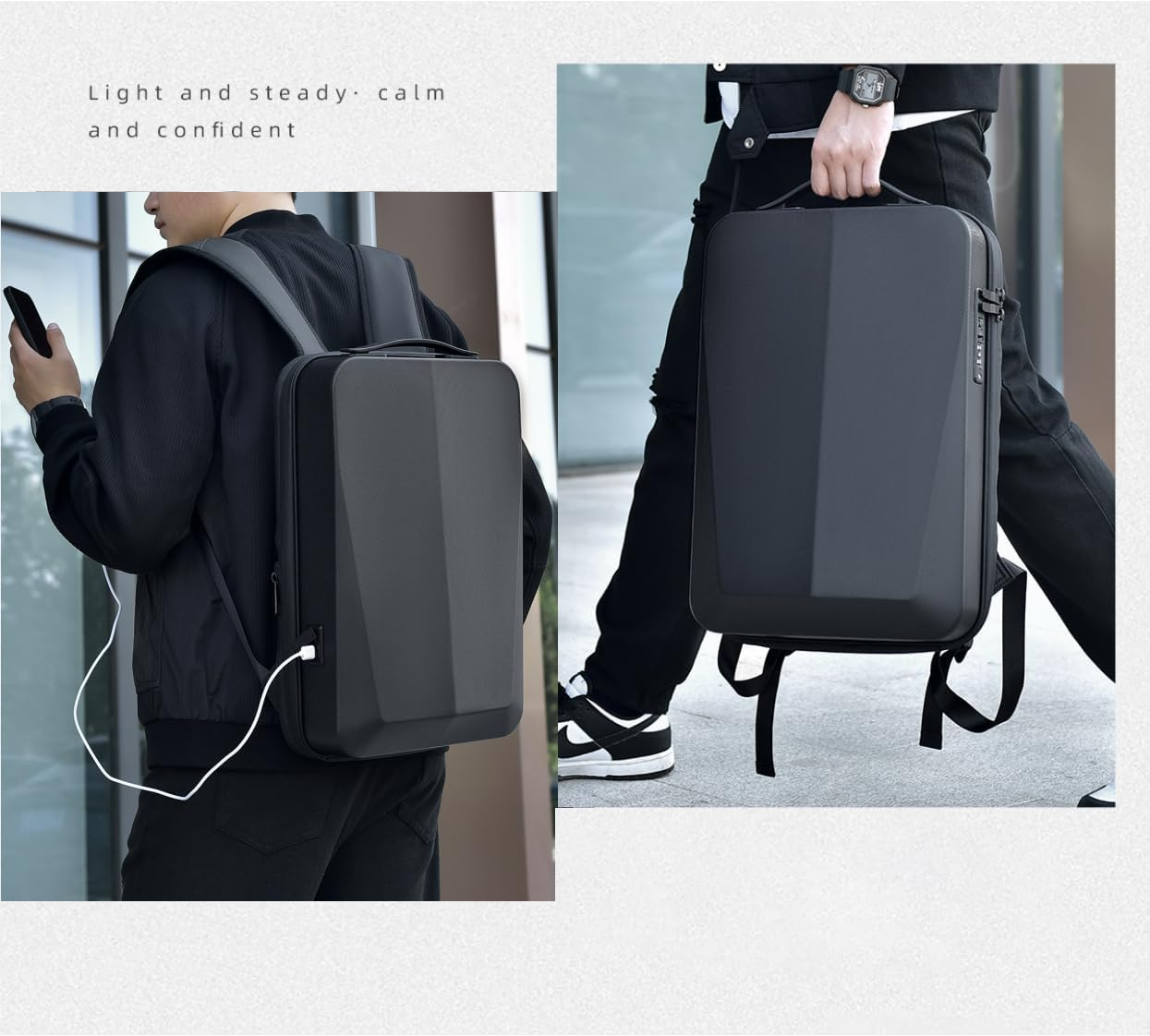 OGOEEN Starlink Mini Travel Bag, Anti-Theft & Water-Resistant Backpack for Starlink Dish and All Accessories, Fits for Camping, RV Trip 17 Inch, Black, 17.5*12.0*3.9In, Hard Shell Backpack image number 4