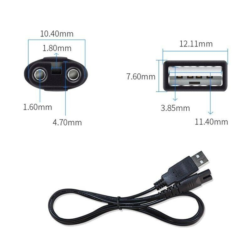 AIMALL Universal USB Charging Cable for Electric Shavers & Barber Tools &ndash; 4.9Ft (124Cm) Durable 5V Charger Adapter, Compatible with Philips, Safe for Computers, Cars, Power Banks, Black image number 2