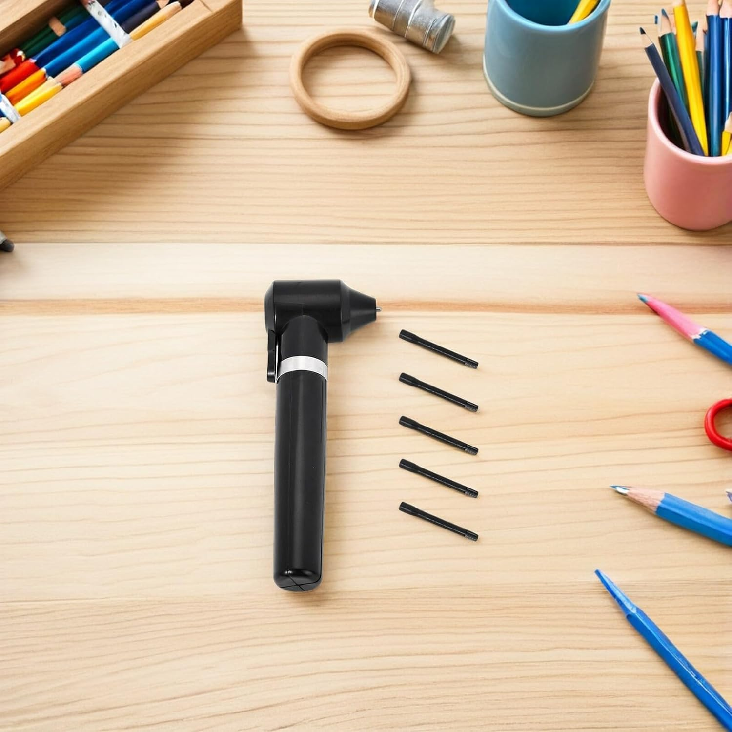 TEHAUX Pigment Mixer Ink Mixer Black Manual Agitator for Eyebrow Lip Eyeliner Tattoo Cosmetic Makeup with 5 Mixing Sticks Suitable for Microblading and Cosmetic Coloring image number 4