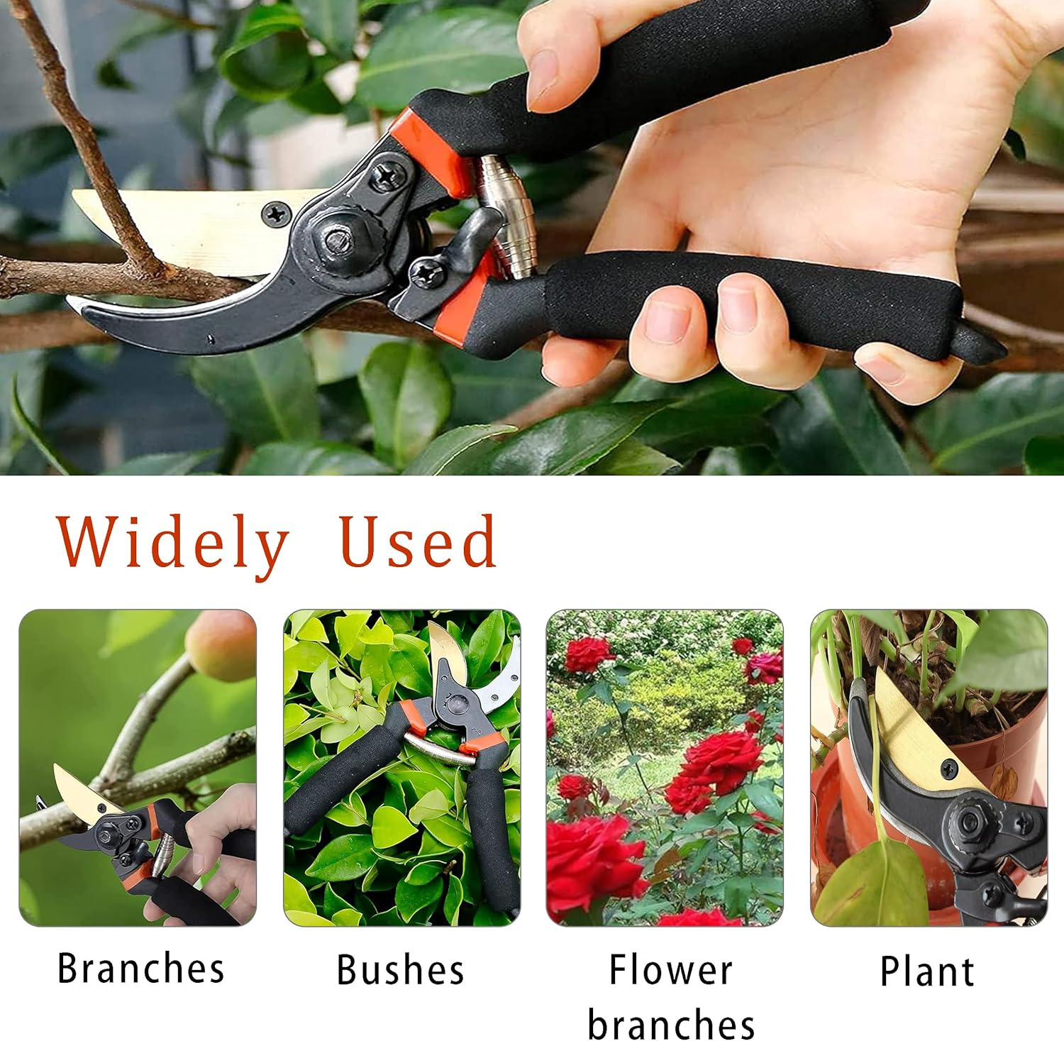Premium Pruning Shears | Easy Lock-In Design | Rust-Free Sharp Blades | Comfortable Garden Pruning Shears for Precise Cuts | 8" Professional Secateurs image number 2