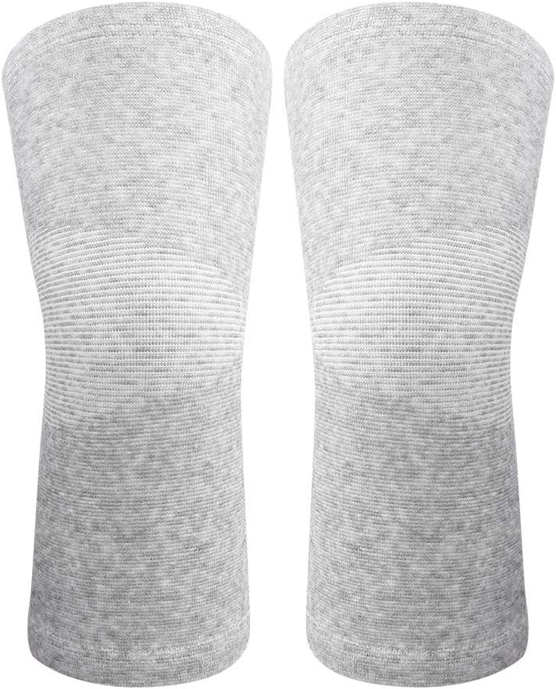 Knee Protector 1 Pair Elastic Knee Pads, Bamboo Carbon Fiber Knee Pads for Men, for Warm Keeper Knees Sleeve Protector(Gray, L) image number 1