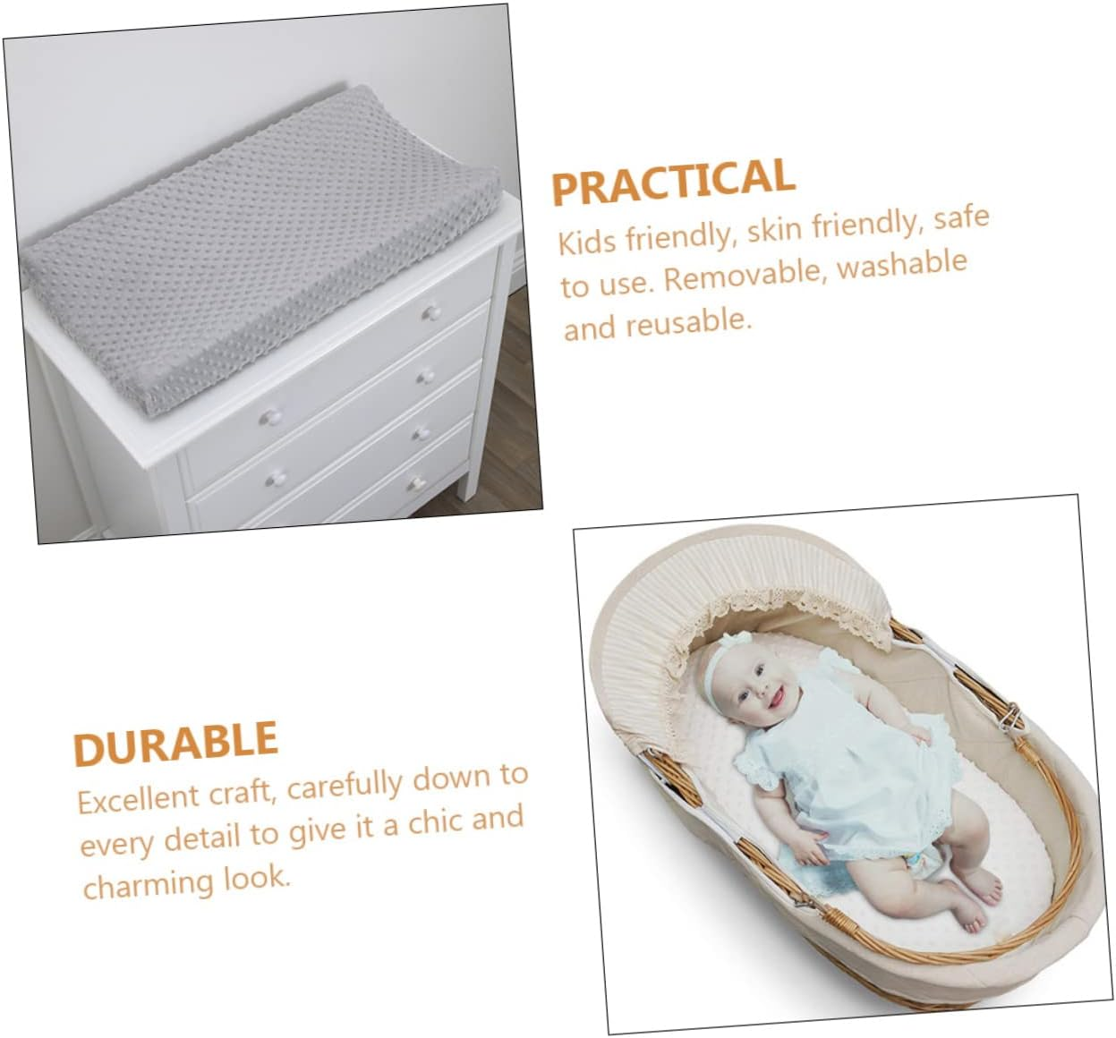 2Pcs Baby Changing Pad Cover and Changing Table Protector Set Polyester Fabric Detachable and Washable for Boys and Girls image number 5