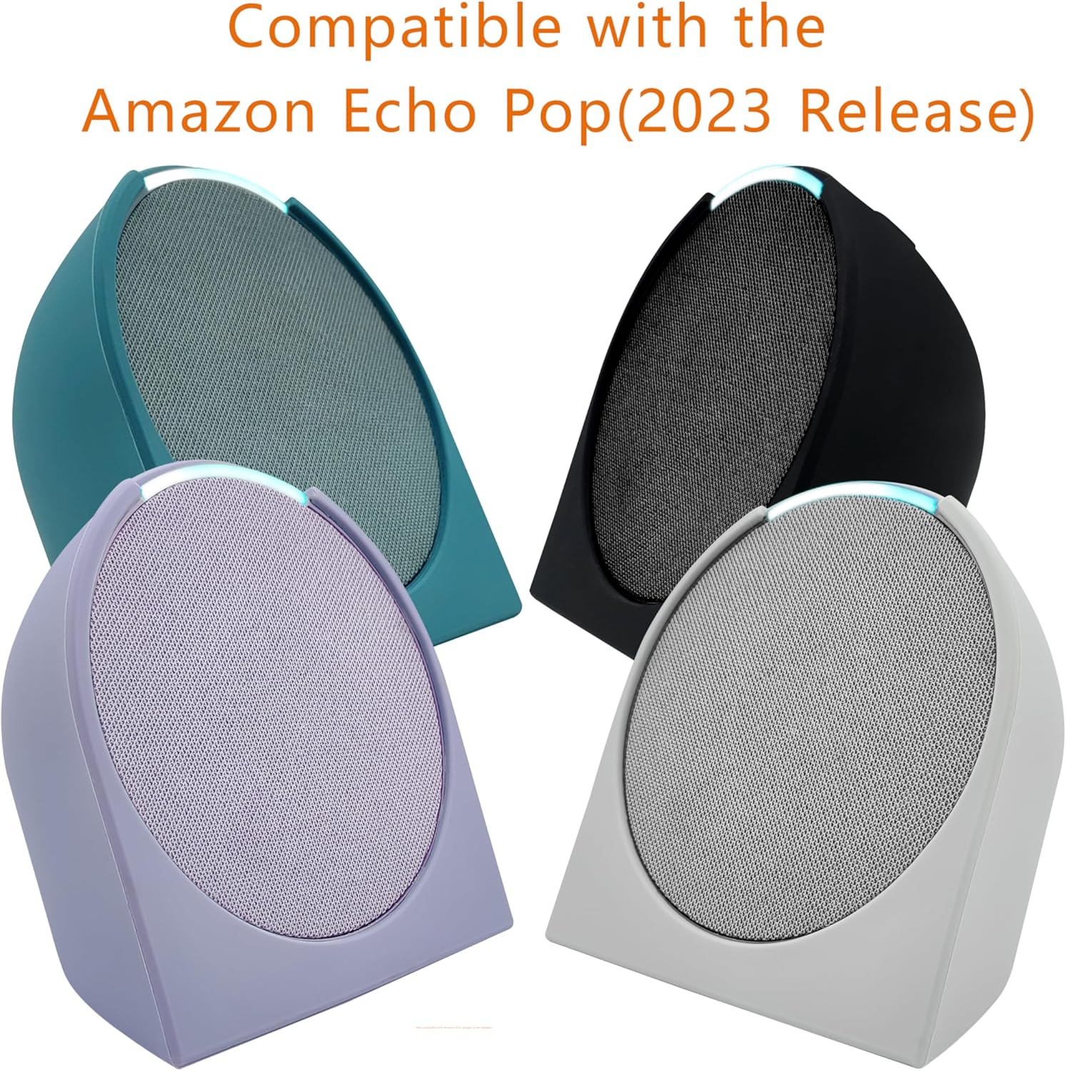 Compatible with Theamazon Echo Pop (2023 Release) Thickened Silicone Protective Cover, the Base Is More Stable, 360&deg; Protection, and a Close Fit with the Speaker Housing (Charcoal) - Lavender Bloom image number 2