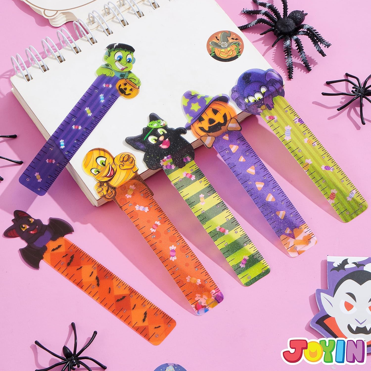JOYIN 144 PCS Halloween Bookmark Rulers Party Favor Pack (6 Designs) with Halloween Themed Prints for Holiday Decorations, Goodies, Classroom Rewards, Goodie Bag Stuffer and Kids Trick or Treat Prizes image number 2
