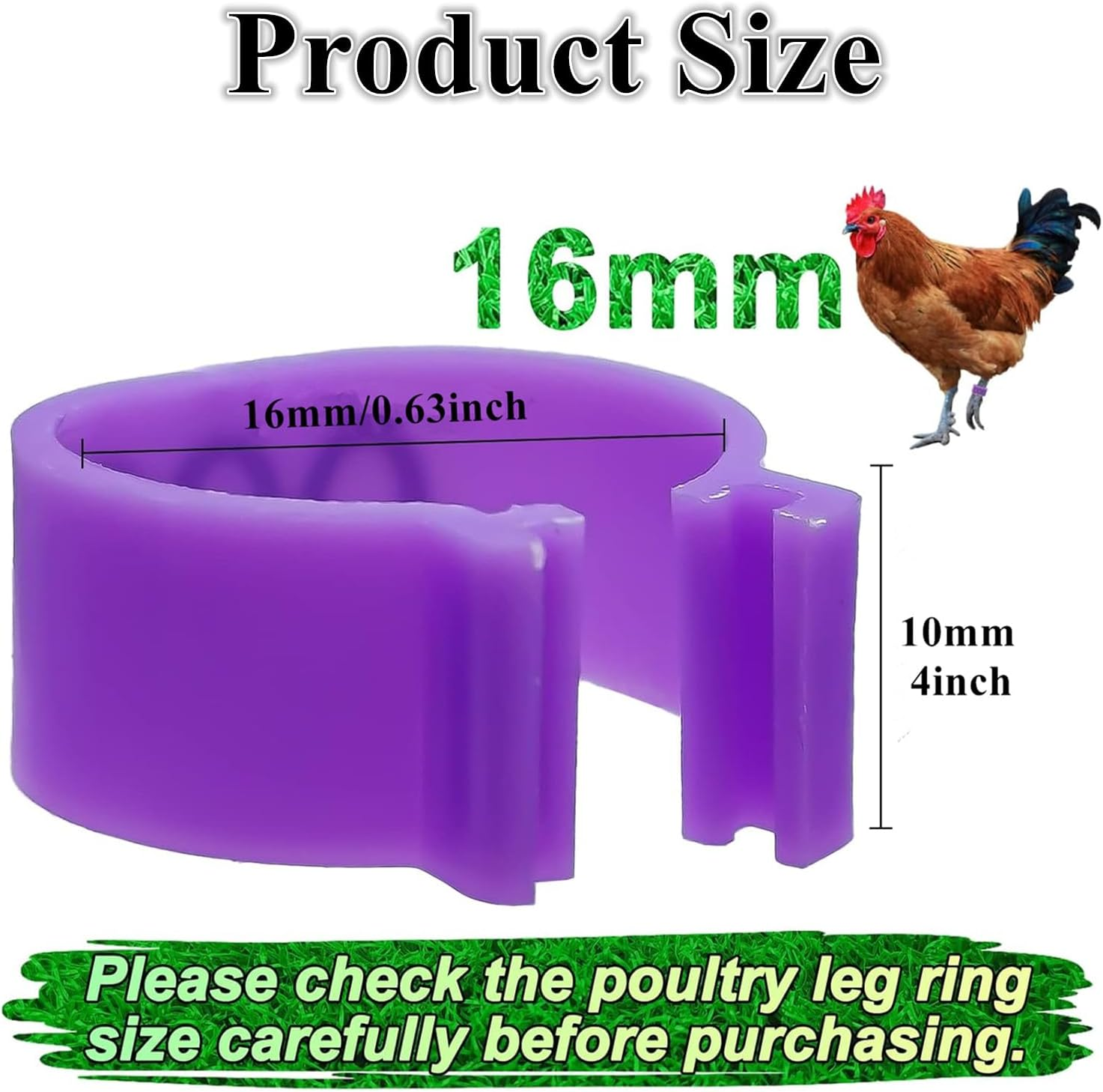 100 Pcs Chicken Leg Rings for Ducks, Pigeons, Guinea Pig, Goose - Numbered Poultry Foot Bands - Chicken Leg Marker Clips - Ideal for Easy Identification and Tracking (16Mm) image number 5