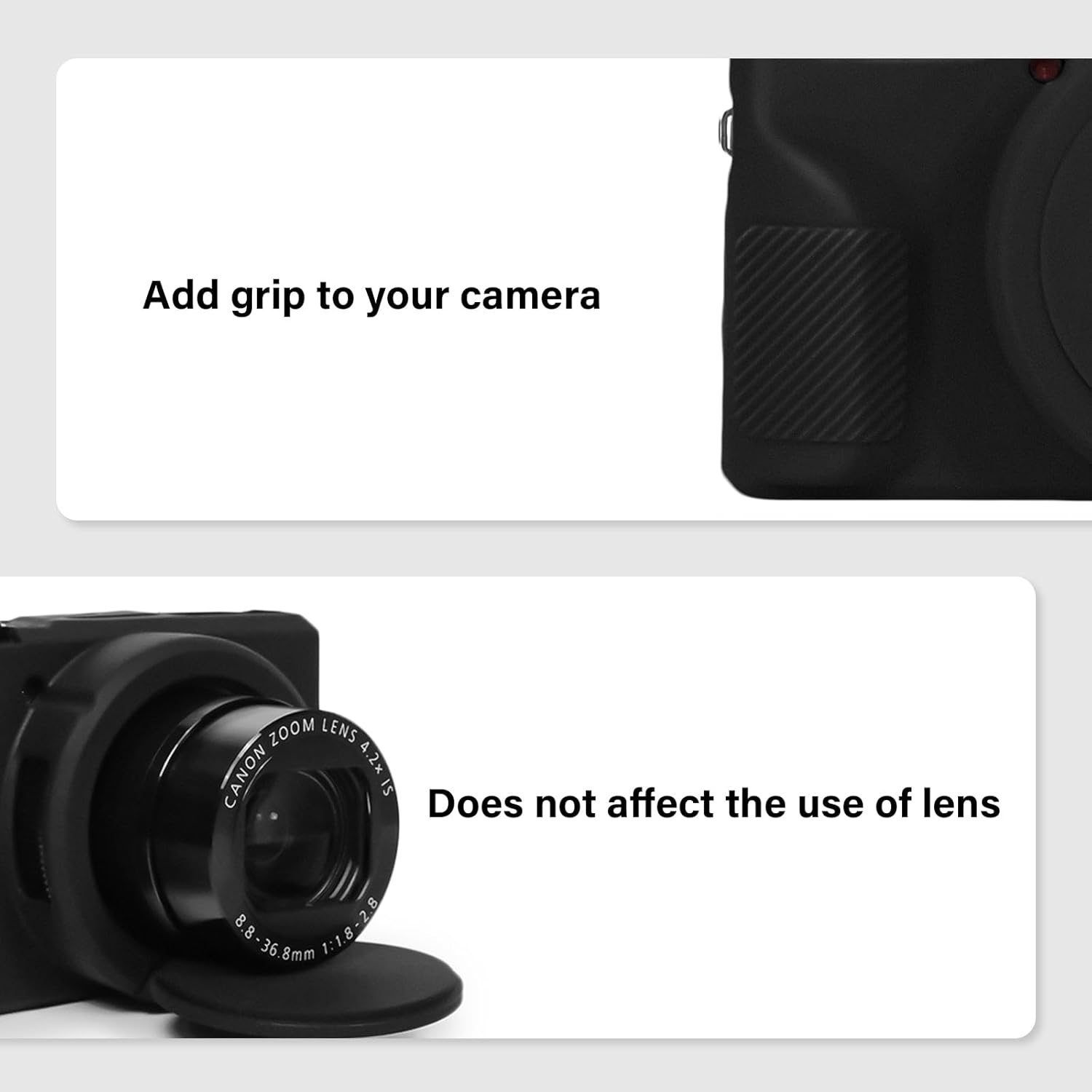 Case for Canon Powershot G7X Mark III Digital Camera, Soft Silicone G7X Mark III Camera Case Accessories, Protective Cover Case for G7XIII G7X3 with Detachable Lens Cover - Black image number 4