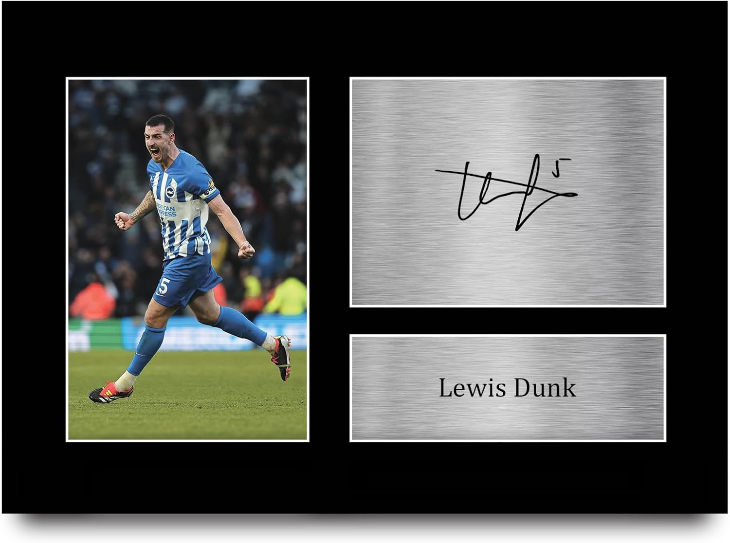 HWC Trading Lewis Dunk Brighton & Hove Albion Gifts Printed Signed Autograph Picture for Football Fans and Supporters - A4 Framed