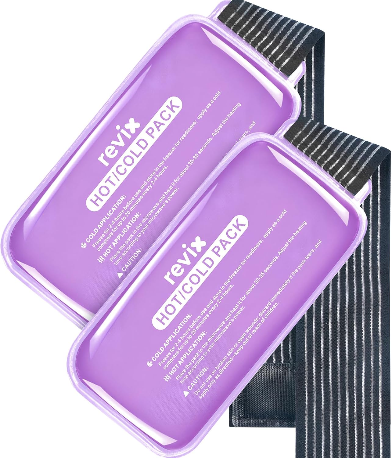 REVIX Large Ice Packs for Injuries Reusable, 2 Packs Hot & Cold Gel Ice Packs with PVC Cooling Design & Adjustable Strap, Flexible Therapy on Joints, Muscles, Shoulder, Back and Knee (12" X 6" Blue)