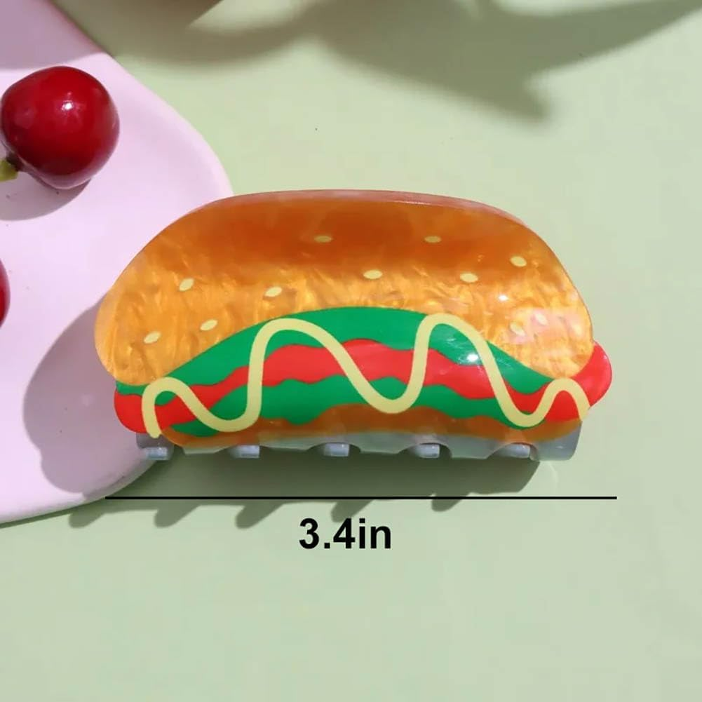 Hot Dog Hair Claw Clips, Unique Food Claw Clip, Acetate Hair Clips for Women, Fun Accessories - Transparent image number 4