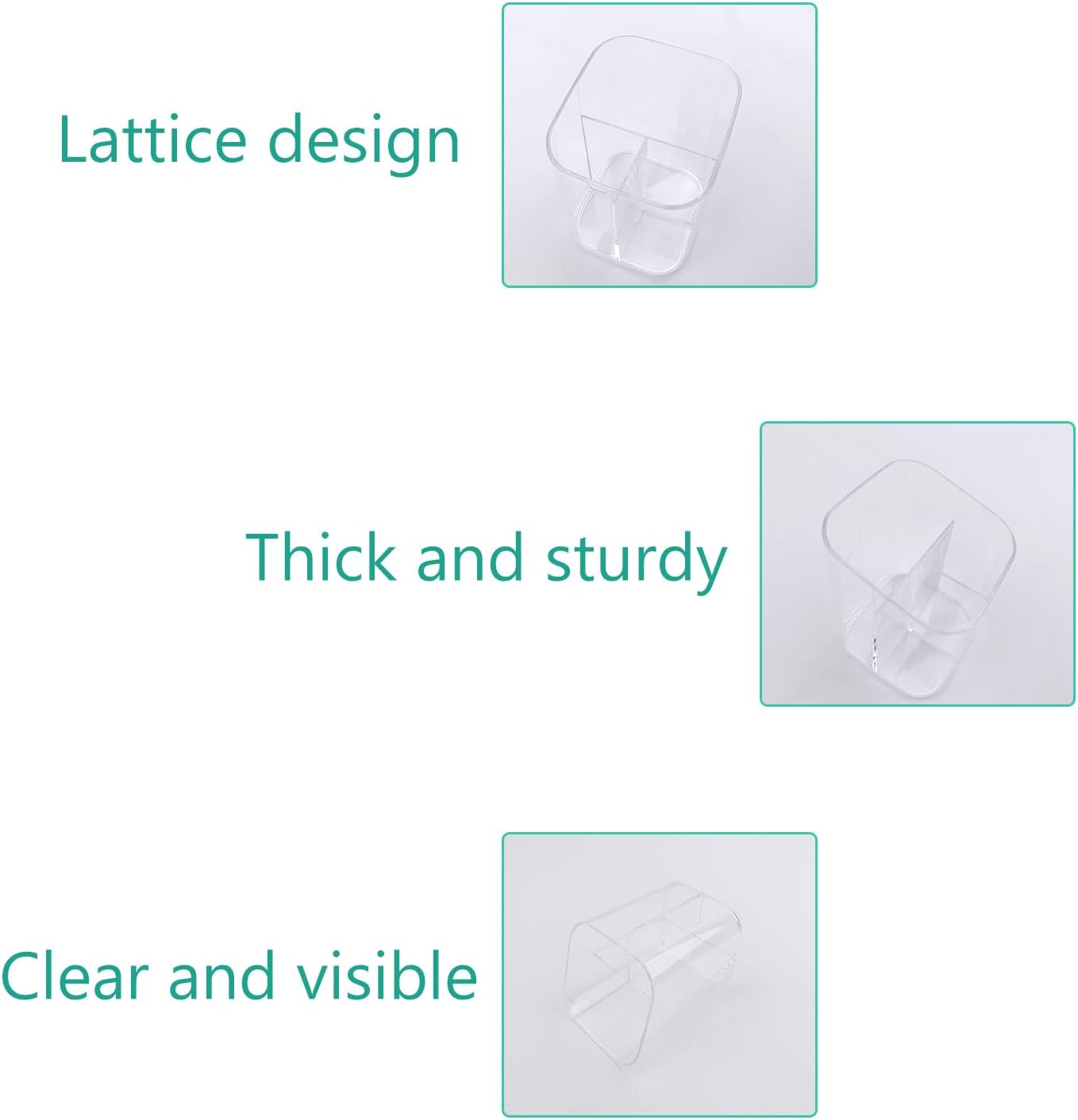 Acrylic Clear 3 Slots Pencil Pen Holder for Desk, Desktop Makeup Brush Storage Organizer Pen Cup Stand for Office School Home image number 5