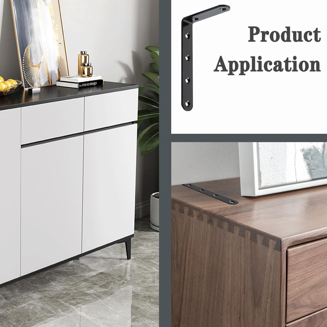 4PCS Furniture Anchors anti Tip Furniture Anchors for Baby Pet Proofing,Furniture Wall Anchor Furniture Dresser Bookshelf Falling Prevention Device for Children (Black-5" X 3") image number 2