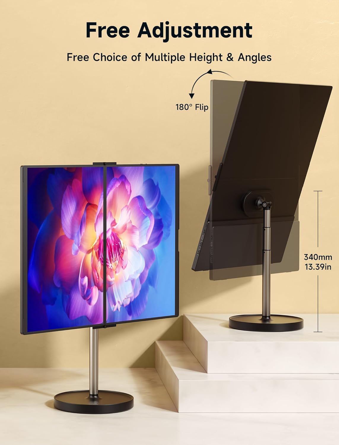 JSAUX Upgrade Snap Magnetic Stand for Flipgo 13.5"&15.6"&16" Portable Monitor Dual Screen, 180&deg; Free Adjustment, Supports Horizontal and Vertical Placement image number 4