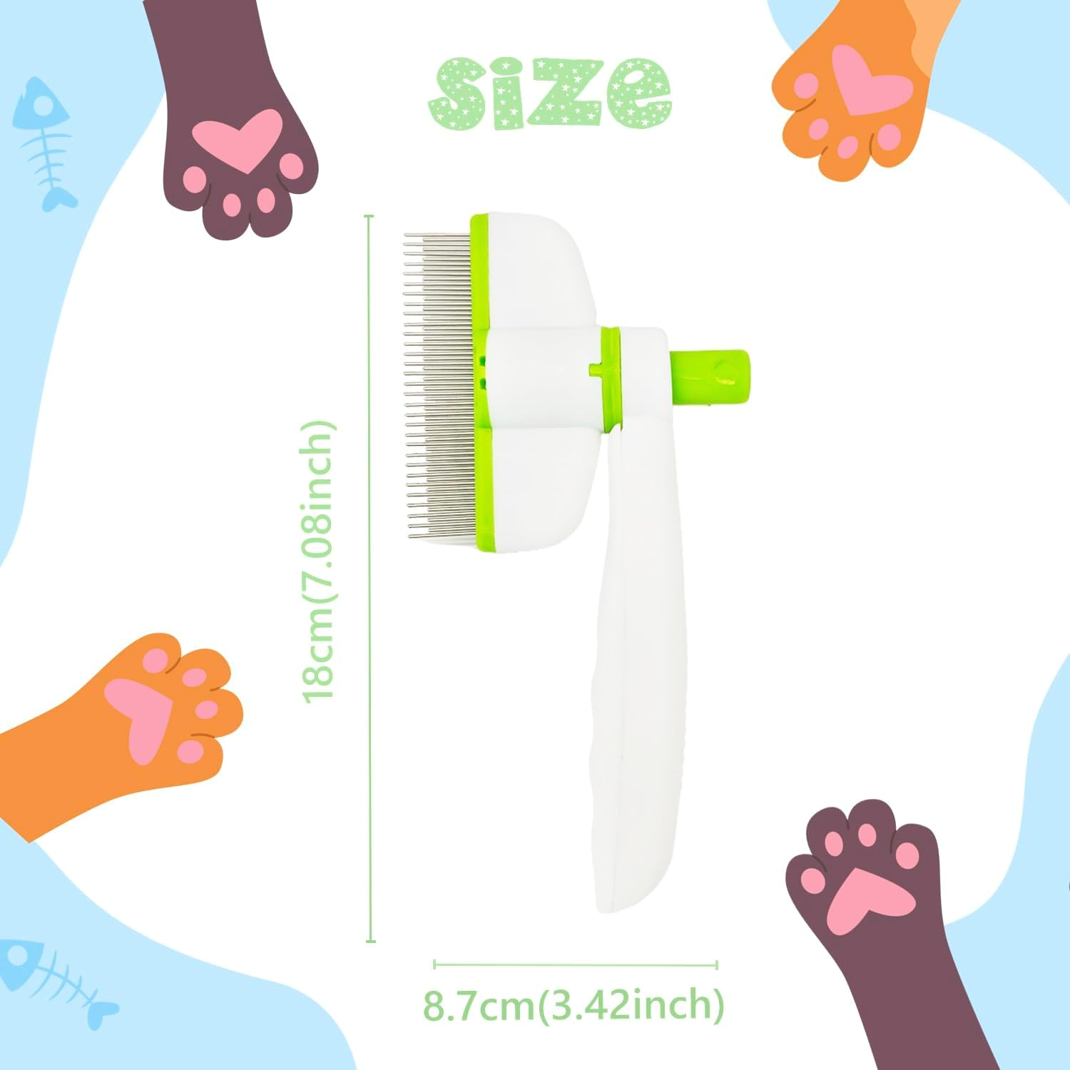 ALLY-MAGIC Rotating Fur Flash Brush Cat Self-Cleaning Pet Brush for Cats and Dogs, Self-Cleaning Fur Brush, Fine Tooth Dog Comb, Tick Comb for Hair Removal E9-KXZMMS image number 4