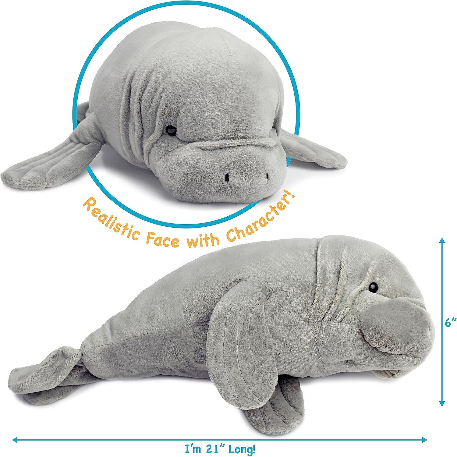 Morgan the Manatee - 21 Inch Stuffed Animal Plush image number 5