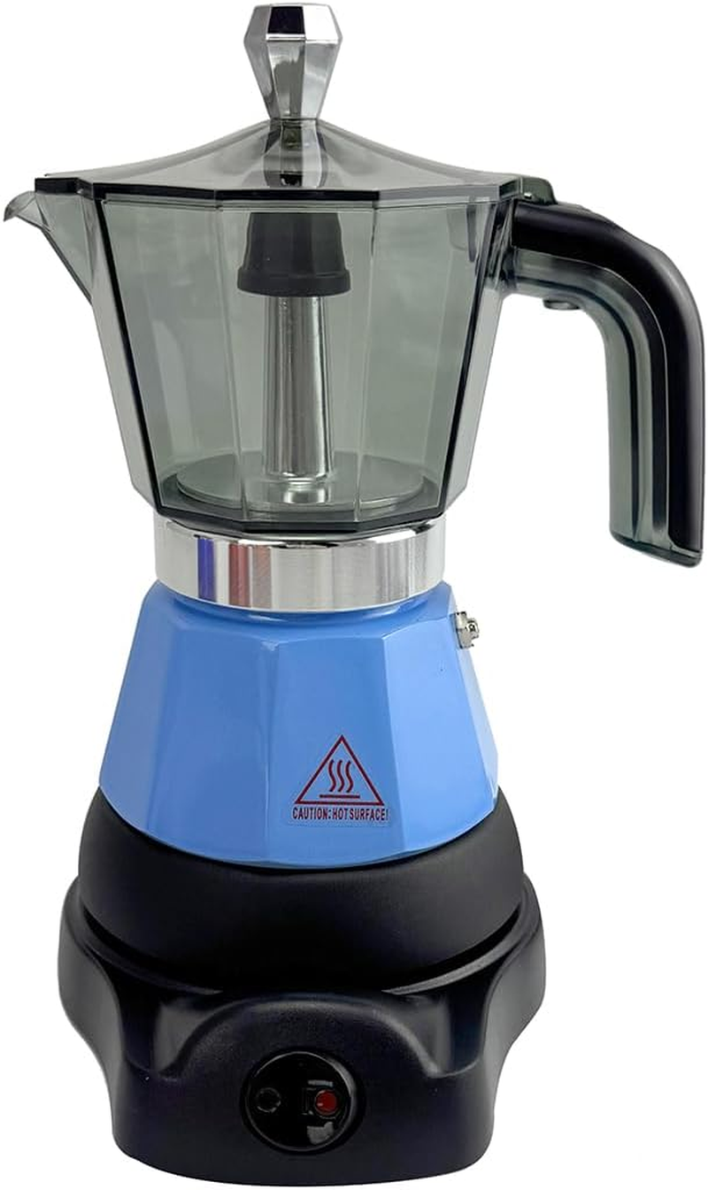 Mornest Electric Moka Pot Coffee Maker, Electric Espresso Maker Auto Shutoff, Italian Classic, 360 Degree Rotating Base, Portable Home Travel, 3/6 Cups (150/300Ml) (Orange, 3 Cups)