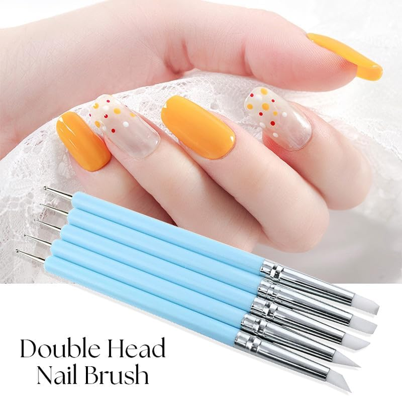 5PCS Double Ended Dotting Brushes for Nail Art &ndash; Professional Nail Art Brushes Set with Fine Tips for Gel, Acrylic for Home and Salon Use(Kit,5Pcs) image number 1