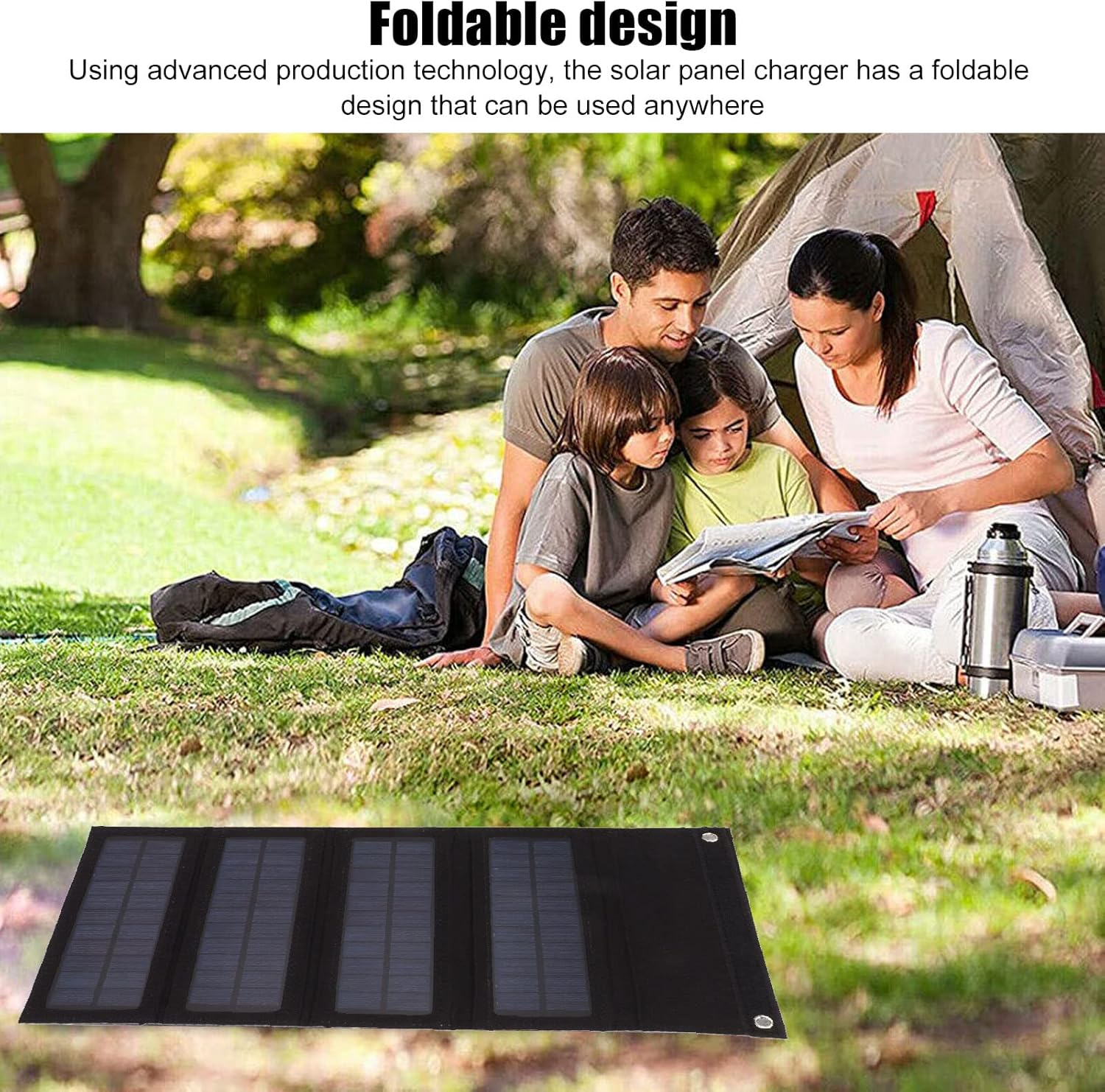 40W Folding Solar Panel, Good Output Efficiency USB Interface Light Weight 40W Portabel Solar Panel for Backpacking for Hiking (Black) image number 5