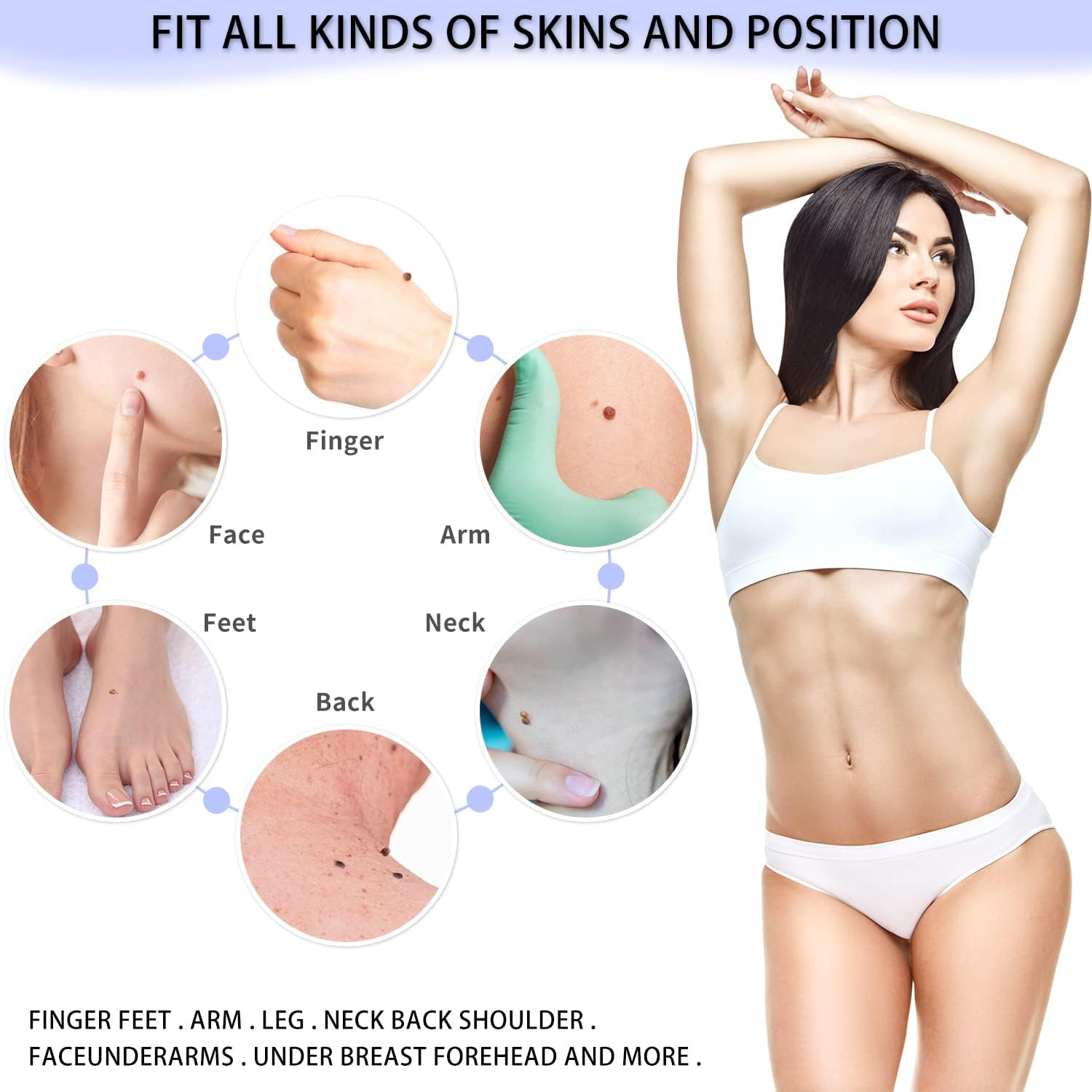 Auto Skin Tag Removal Pen - Remover 2 in 1 Standard and Micro 36Pcs Repair Patches Safe for Small to Large (2Mm to 8Mm) Sized Skin Tags for Most Body (Auto Blue)