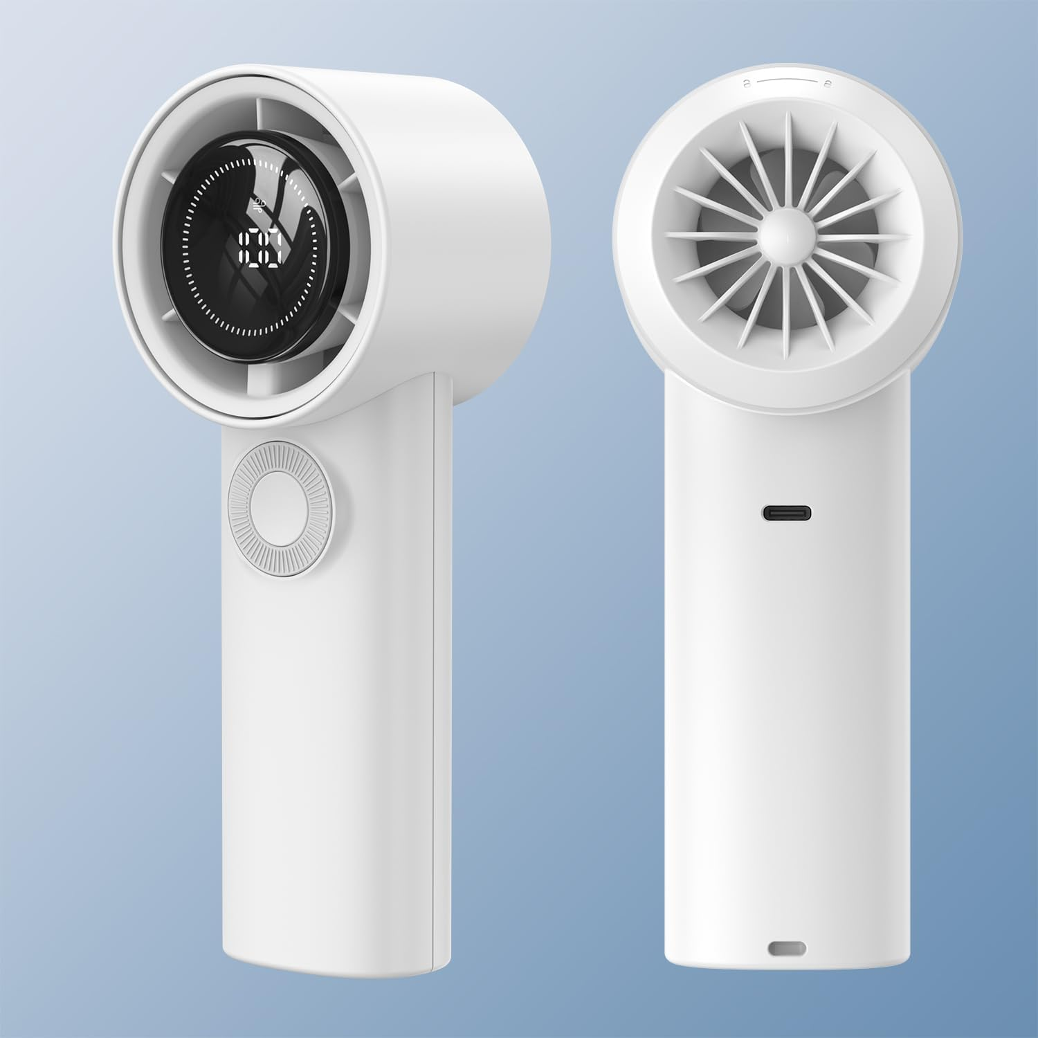 LEMOISTAR Handheld Turbo Fan(30 H Max Cooling Time), Mini Portable Hand Fan, USB Rechargeable Personal Fan, Battery Operated Small Pocket Fan 100 Speeds for Travel/Outdoor/Home/Offic (White) image number 2