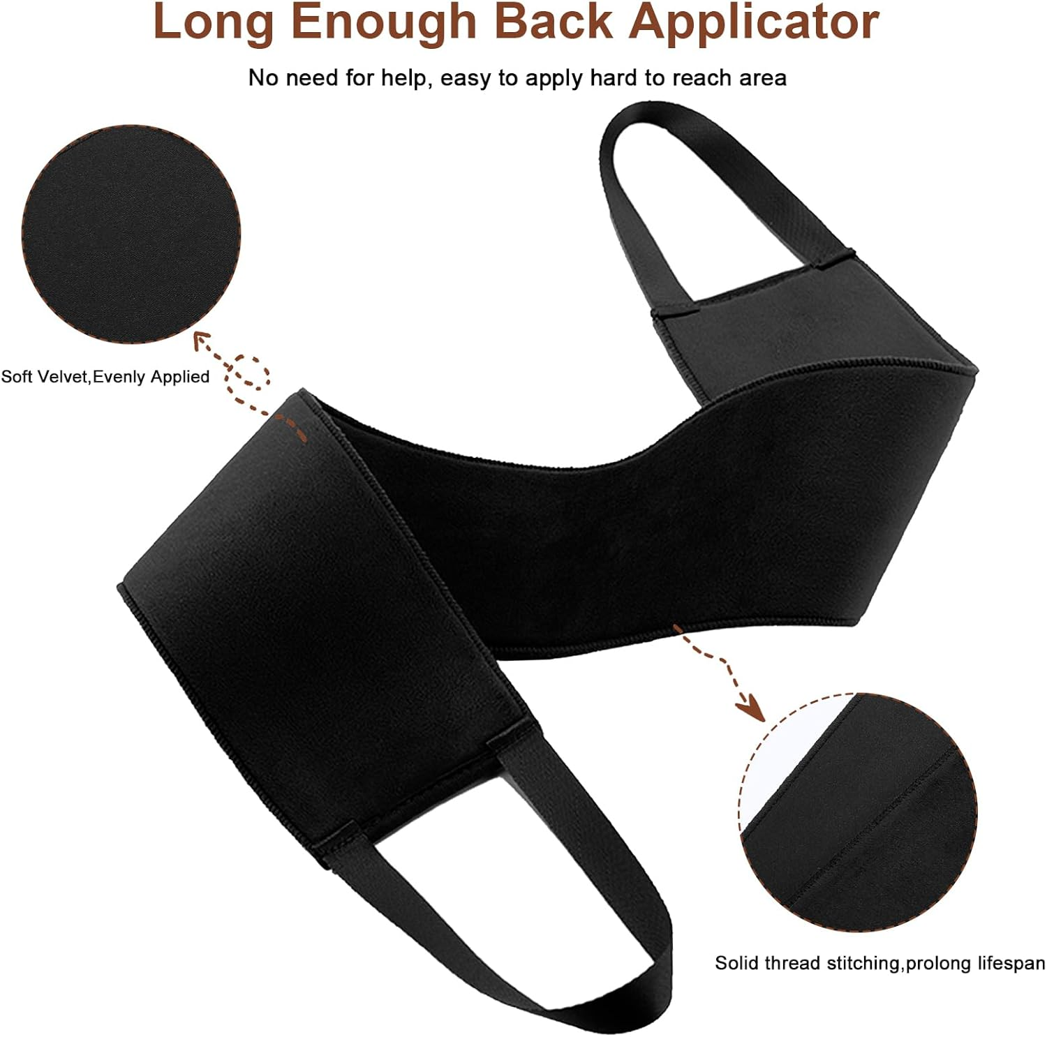 Self Tanner Back Applicator - Lotion Back Tanning Applicator for Self Tan Back Applicator, Achieve Smooth Even Finish on Hard-To-Reach Areas with Back Applicator for Self Tanning - Black image number 6