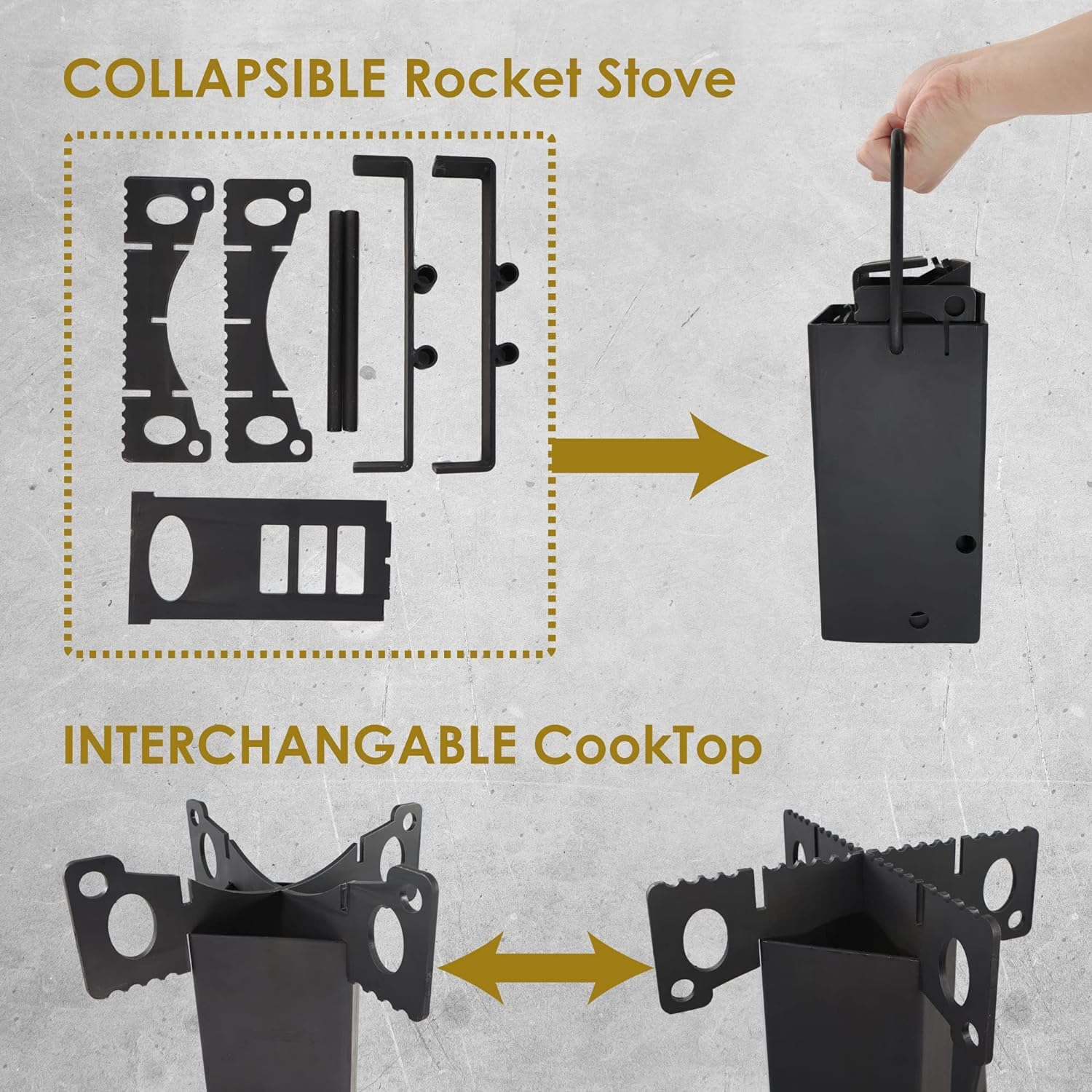 Starblue Collapsible Rocket Stove by with FREE Carrying Bag - a Portable Wood Burning Camping Stove with Large Fuel Chamber Best for Outdoor Cooking, Camping, Picnic, BBQ, Hunting, Fishing image number 5