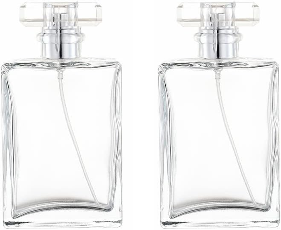 2 Pack 100Ml Clear Thick Glass Perfume Atomizer,Empty Refillable Perfume Spray Bottle for Men and Women,Portable Fragrance Fine Mist Spray Bottle Dispenser for Travel (Silver） - Black image number 7
