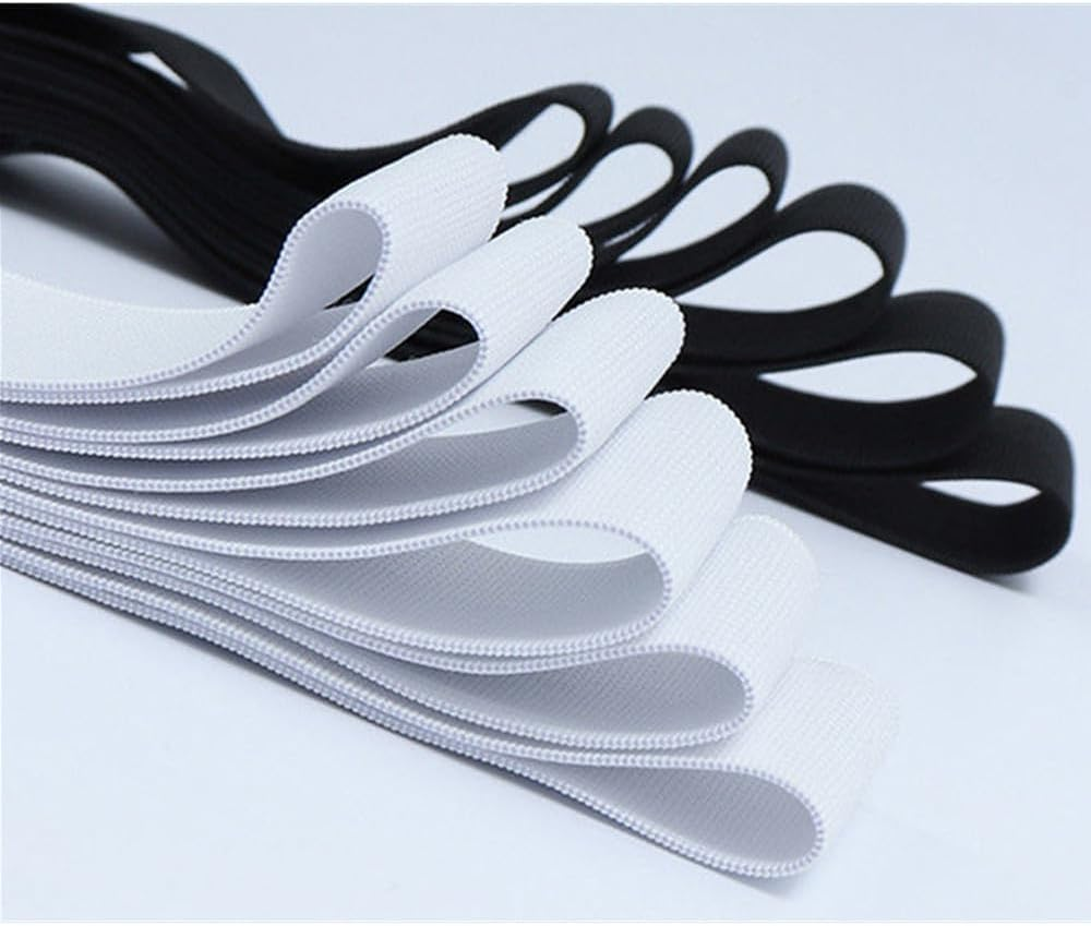 2 Pack Knit Elastic Spool, 1 Inch 10 Yards Elastic Band Heavy Stretch High Elasticity for Sewing Pants Waistband, Wigs, Skirts,Craft Craft DIY Projects (Black & White) image number 2