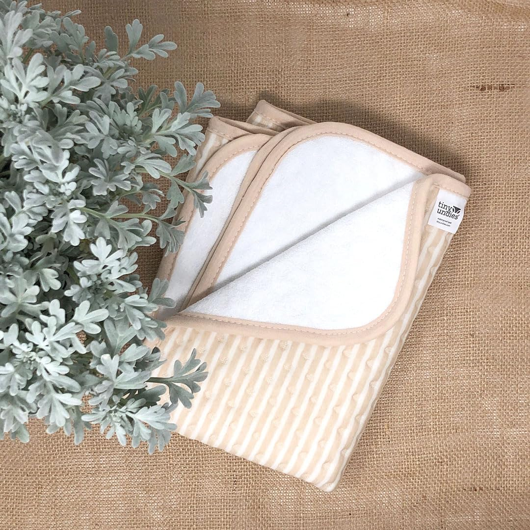 Waterproof Baby Changing Pad &ndash; Soft Cotton Top, Leakproof TPU Back, Reusable & Washable for Potty Training & Elimination Communication (Stripes) image number 2