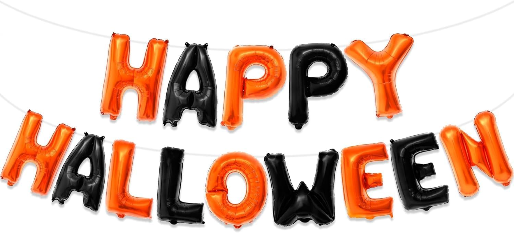 Happy Halloween 16 Inch Foil Halloween Balloons Decorations, Happy Halloween Balloon Banner，Orange and Black image number 3