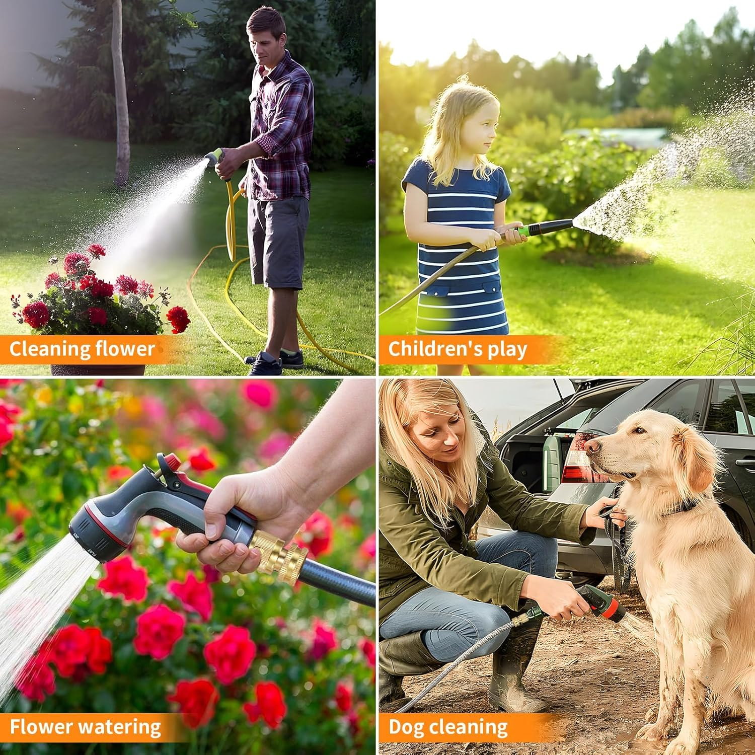 Garden Hose Quick Connect Solid Brass Quick Connector Garden Hose Fitting Water Hose Connectors 3/4 Inch GHT (2SETS) image number 2