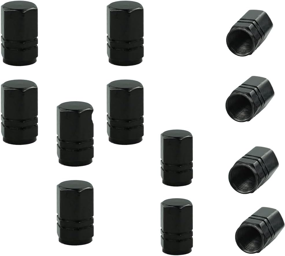 Bluejunior 12Pcs Tire Valve Stem Caps (Black), Aluminum Alloy Hex Grip Valve Covers，Dust-Proof Replacement Caps for Car, Bike, Motorcycle & SUV image number 4