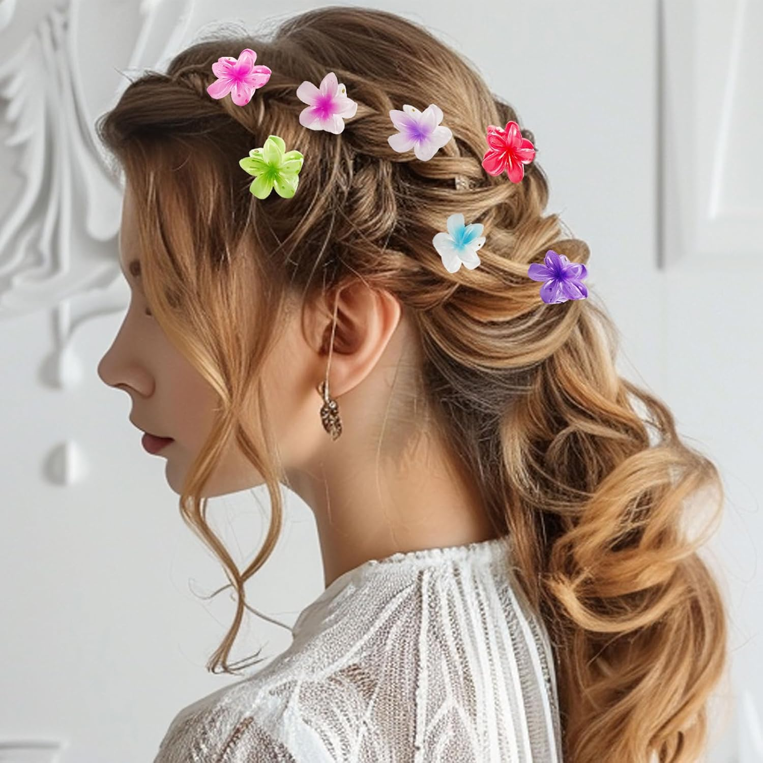 Bliceon Pack of 16 Small Flower Hair Clips, Small Hair Clips, Girls Ladies, Mini Flower Clips, Hair Accessories, Hair Styling, 4 Cm image number 5