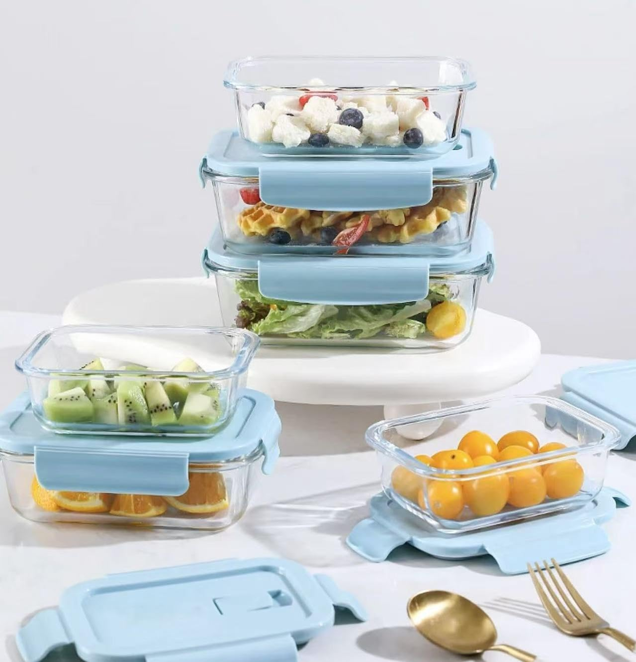 4-Packs, 1040ML Glass Meal Prep Containers with Snap Locking Lids Glass Food Containers,Airtight Lunch Container,Microwave, Oven, Freezer and Dishwasher