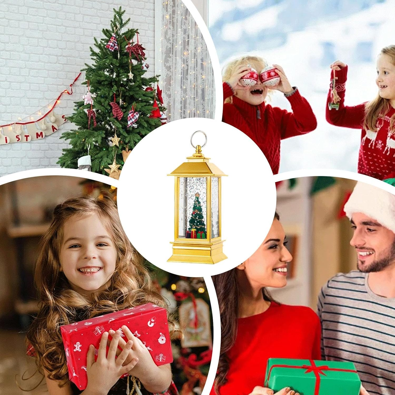 Christmas Snow Globe Lantern, LED Vintage Snow Crystal Ball Lantern Night Light, Christmas Lantern Lights, Portable Night Light Snow Globe for Gate, Yard, Garden, Patio image number 6