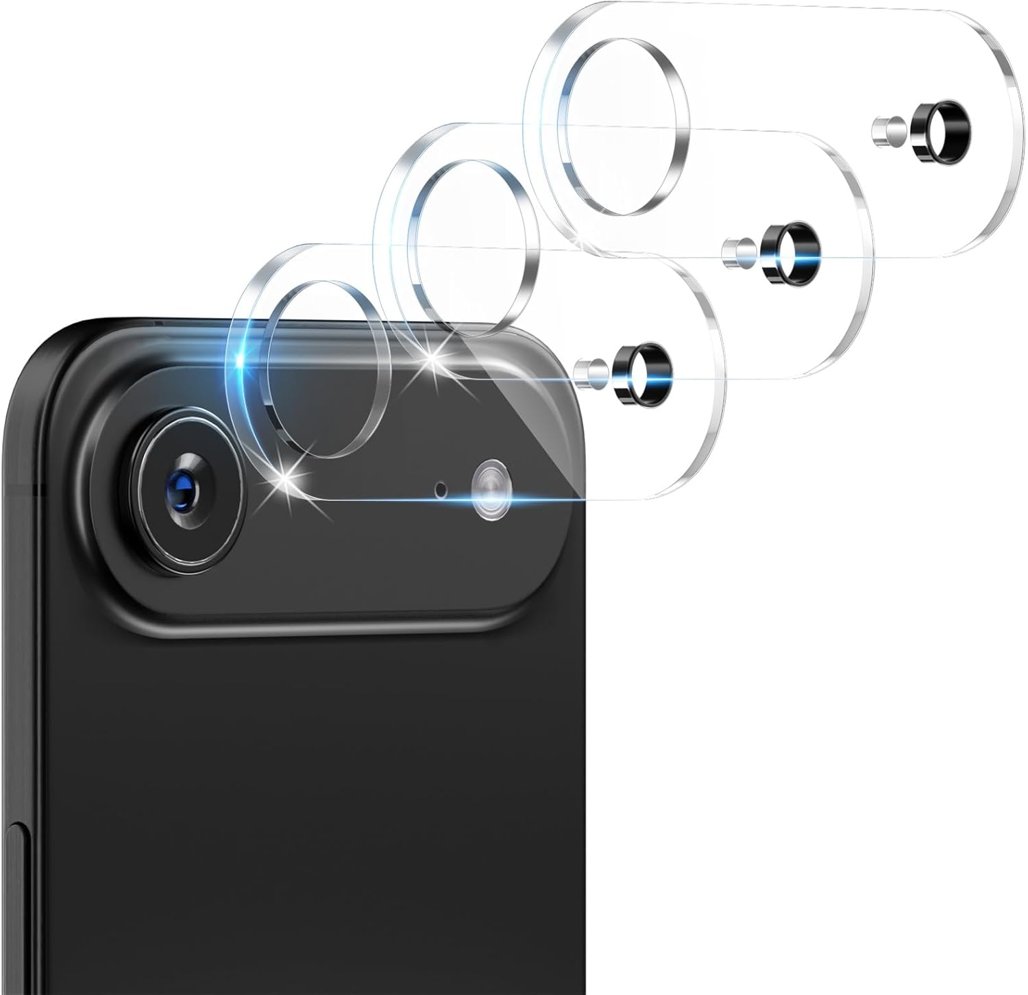 Cloudvalley [3 Packs] for Iphone 17 /Iphone 16 /Iphone 16 plus Camera Protection, Military Standard Scratch-Resistant Protective Film, 9H Hardness, Bubble-Free Tempered Glass Camera Screen,Clear